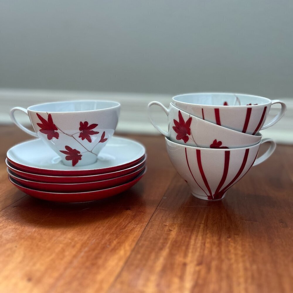Mikasa Pure Red Tea Cup and Saucer - Set of 4